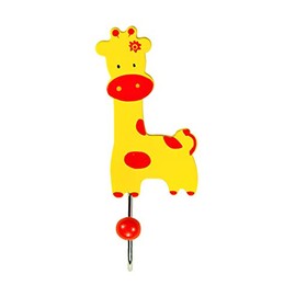 Mousehouse Gifts Yellow Giraffe Single Safari Jungle Animal Wooden Children's Kids Wall Hook Coat Hook for Girls Boys Nursery or Bedroom