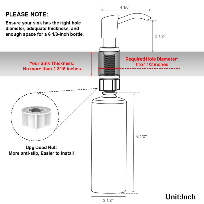 GAGALIFE Soap Dispenser for Kitchen Sink, Kitchen Sink Soap Dispenser