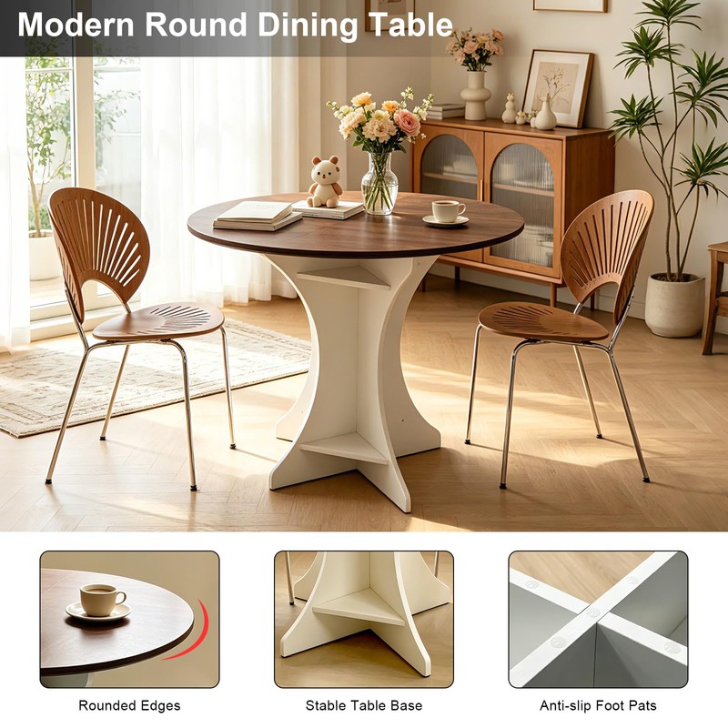 Lightdot 32" Round Dining Table Modern Circle Small Kitchen Table