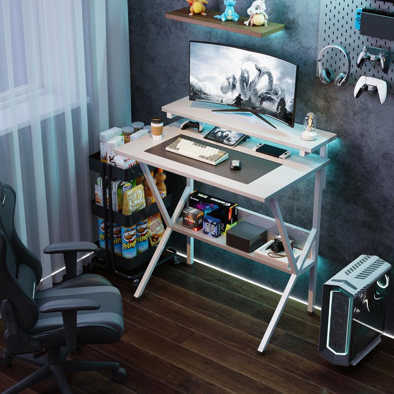 COTUBLR Small Desk, 27.5 Inch Small Computer Desk for Small