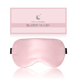 Silk Sleep Mask, 100% Pure Mulberry Silk Eye Mask with Adjustable Strap for Sleeping, Light Blocking, Anti-Allergy Real Natural Pure Silk Eye Mask for Women Men (Pink)