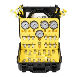 Hydraulic Pressure Test Kit with 5 Gauges 13 Test Couplings.14 Tee Con nectors.5 Test Hoses,Hydraulic Gauge Kit with Sturdy Carrying Case for Excavator Construction Machinery