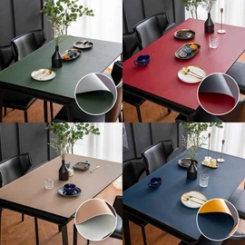 Leather place mat, waterproof tablecloth, tablecloth, (plain double-sided) white + white (plain double-sided) white + white_180cm x 90cm180cm x 90cm / 가죽 식탁매트 방수 식탁보 테이블보, (무지양면)화이트+화이트(무지양면)화이트+화이트_180cm x 90cm180cm x 90cm