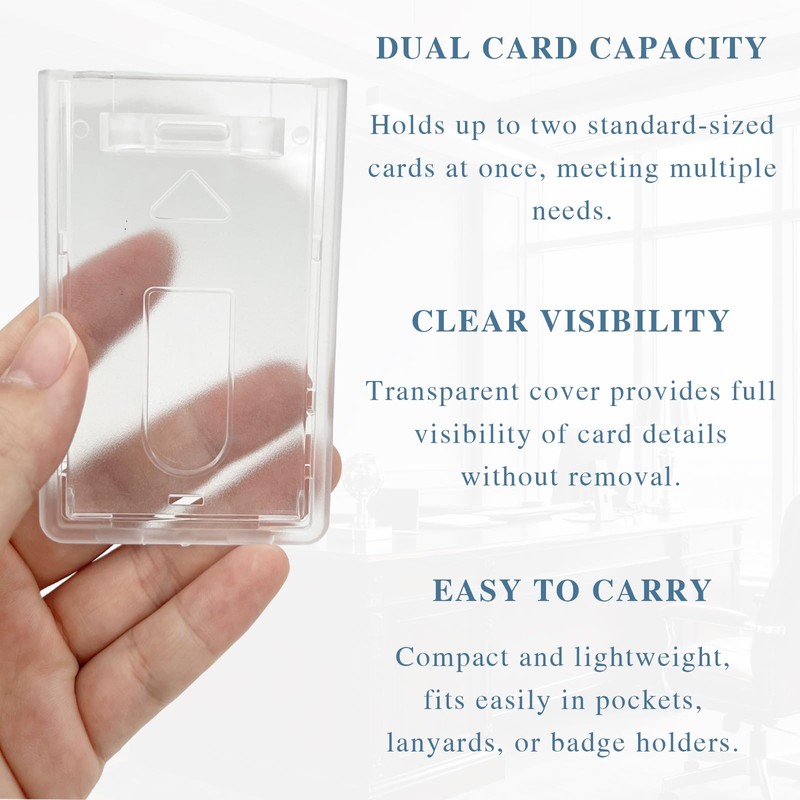 3-Pack Slim Heavy-Duty Vertical Badge Holders – Clear Hard Plastic