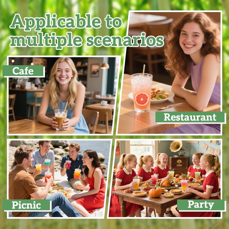 Sugarcane Straws - 100PCS Straws Disposable Biodegradable Compostable Long Sugar