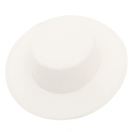 Women Men Classic Felt Fedora Hat Wide Brim Flat Top Jazz Panama Hat Casual Party Church Hat (White)