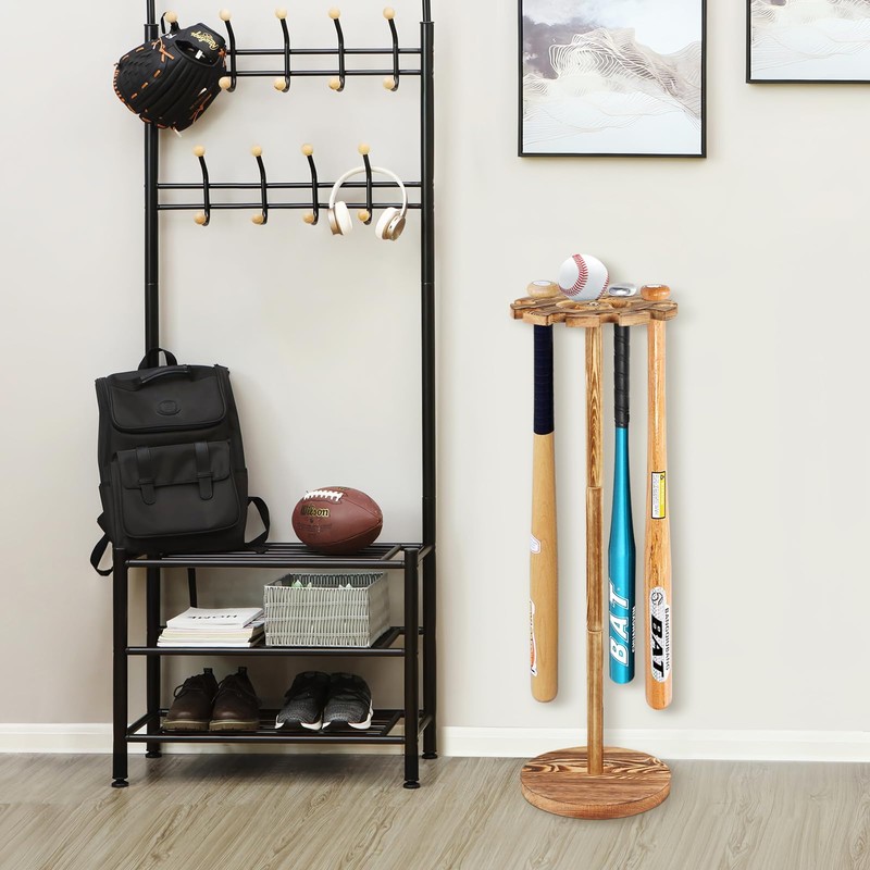 Baseball Bat Holder and Ball Display Shelf Baseball Bat Stand