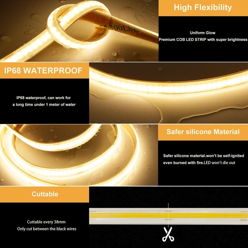 Gonoce Above Ground Pool Lights, 33Ft LED Strip Light up