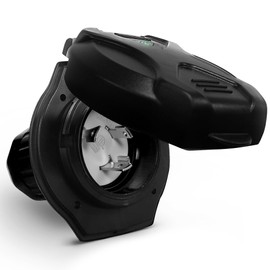 True Mods 30A RV Inlet Shore Power Supply Outlet Receptacle Plug for Marine Boat [NEMA L5-30P Male 125V] [Twist-Lock] [LED Light Indicator] [Waterproof] [For 3/14 AWG Wires] [ETL Approved] - BLACK