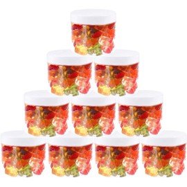 Pohli 200 ml PET Tiegel transparent, mit Plastikdeckel, weiß, 10 Stück