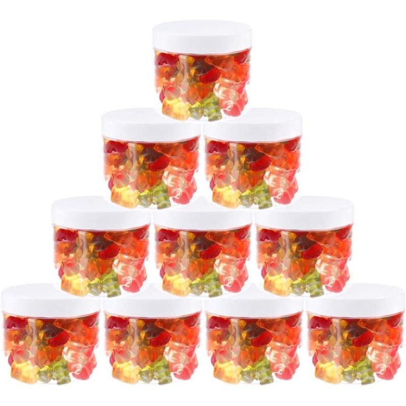 Pohli 200 ml PET Tiegel transparent, mit Plastikdeckel, weiß, 10