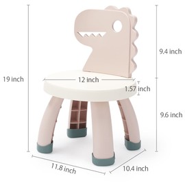 Toddler Chair,Plastic Kids Dino Chair,Sturdy Durable and Lightweight Toddler's Activity Chairs,Anti-Slip Ergonomic Design Kids Step Stool,Indoor or Outdoor Use for Boys Girls Aged 2+ (Pink)