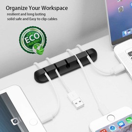 TviewSmart Cable Organizer Clips Cord Holder - 5 Packs Self Adhesive Cable Management for USB Cable/Power Cord/Wire, Car and Desk, Home and Office (7-5-3-1-1 Slots) Black Cord Organizer