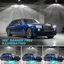 LUCORUSC Led Garage Lights 8 Pack 200W Super Bright Ceiling Led Shop Lights, E26/E27 Base, 6500K, 22000LM Deformable Garage Light Ideal for Basement, Attic and Workshop