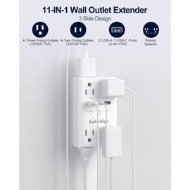 kakahigh Wall Outlet Extender with Screw 8 Way Outlets with 1680J Surge Protected Mult