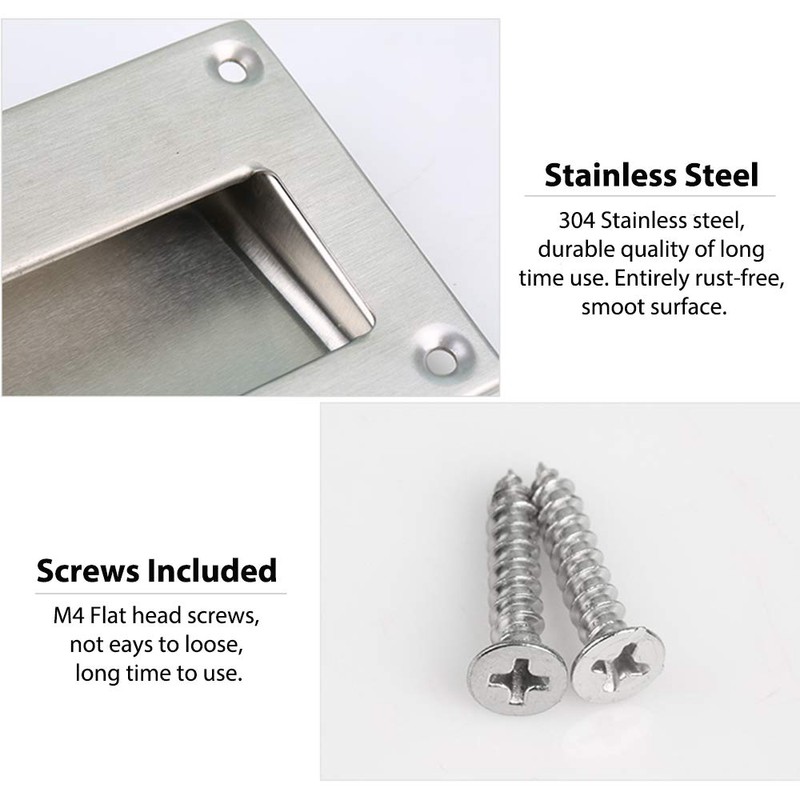 Gasea 2 Packs Flush Recessed Pulls Handles, 5" x 3-1/4"