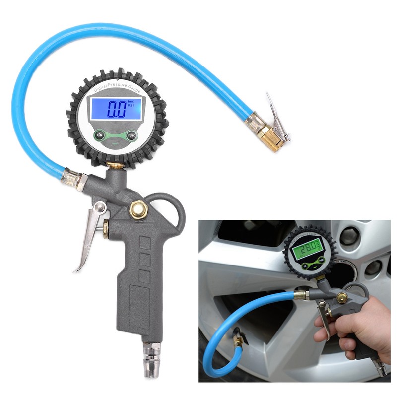 Digital Tire Inflator Pressure Gauge Backlight 0‑230PSI Zinc Alloy Meter