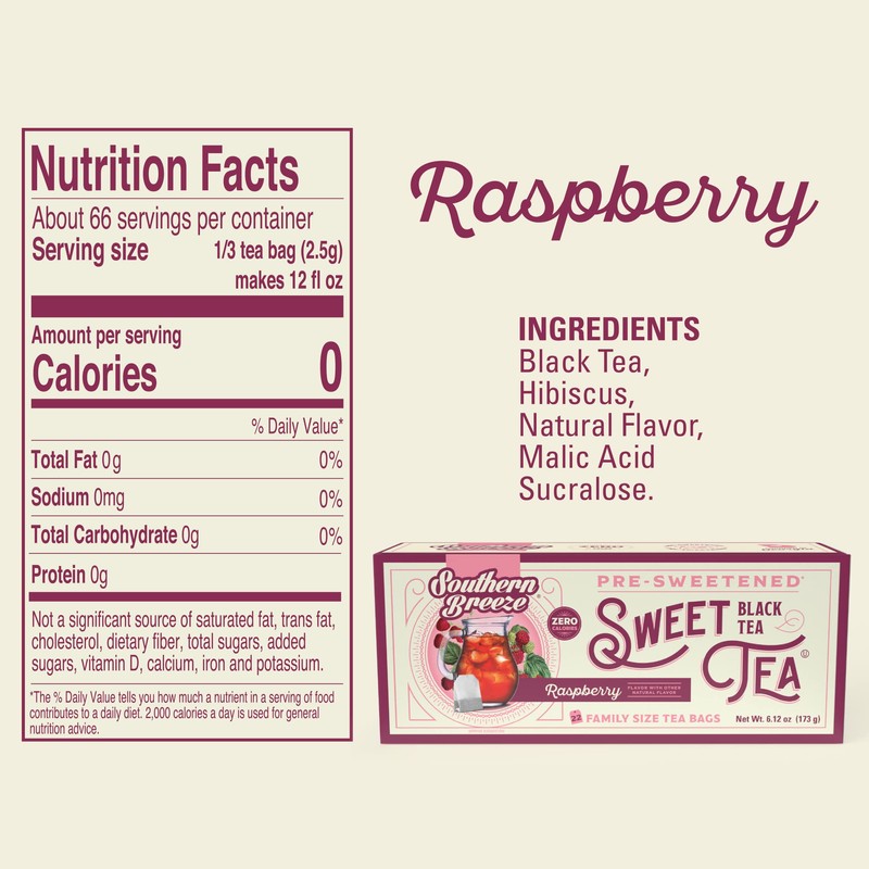 Southern Breeze Hot Brew Sweet Tea Raspberry Iced Tea with