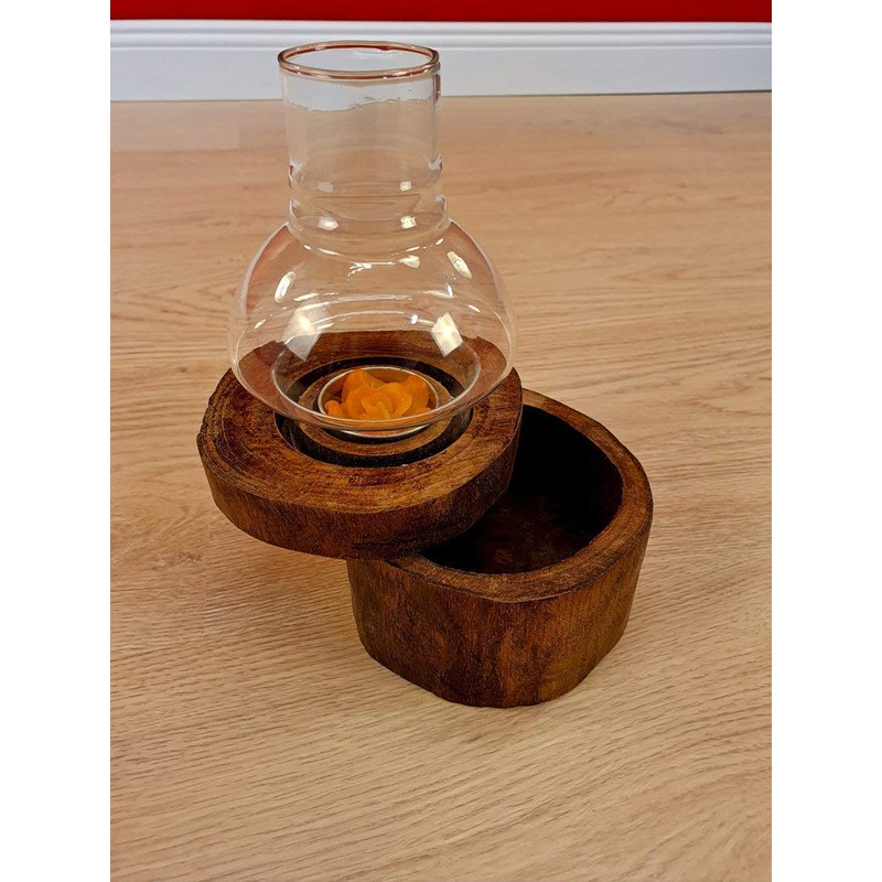 Kinaree Wooden Lantern with Tin - 17 cm Wooden Lantern
