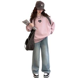 KOSIKINI Kids' Clothing, Jersey, Girls Setup, Autumn, Trainer, Denim Pants, Top and Bottom Set, Jersey, Girls, Setup, Kids, Casual, Korean, Stylish, Cute, Elementary School Girls, Baby Shower, Set Up,