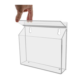 Marketing Holders Outdoor Brochure Holder Holds 9” x 6” Booklets and Bifolds Wall Mount Clear Acrylic Box with Lid Store Front Pamphlet Display Take One Organizer Bin