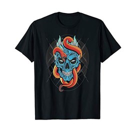 Punk Rock Skull With Snake Style Punk's Not Dead Snake Blue T-Shirt