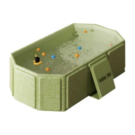 IcyByte Baby Foldable Kids Bathtub for Infants to Toddler with Non-Slip Base,Easy Storage,Perfect for Small Spaces,Graffiti Green