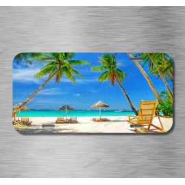 Amel Beach Vacation Island Tropical Florida Bahamas Palm License Plate Front Auto Tag