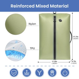 BAGAIL TPU Vacuum Bag for Travel, Reusable Compression Bag with IPX8 Waterproof Zipper, Save Space for Suitcase, Backpack and Carry on (Green, Large, No Pump)