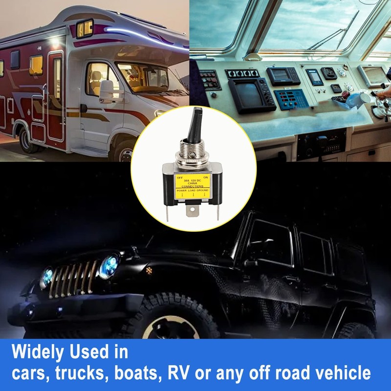 Kiligen 2pcs 12V 30A Heavy Duty Racing Car Auto SPST