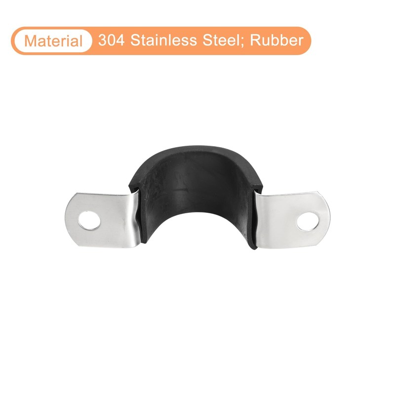 TOP-VIGOR 12Pcs 22mm(7/8") Rubber Cushioned Stainless Steel U-Shaped Pipe Clamp