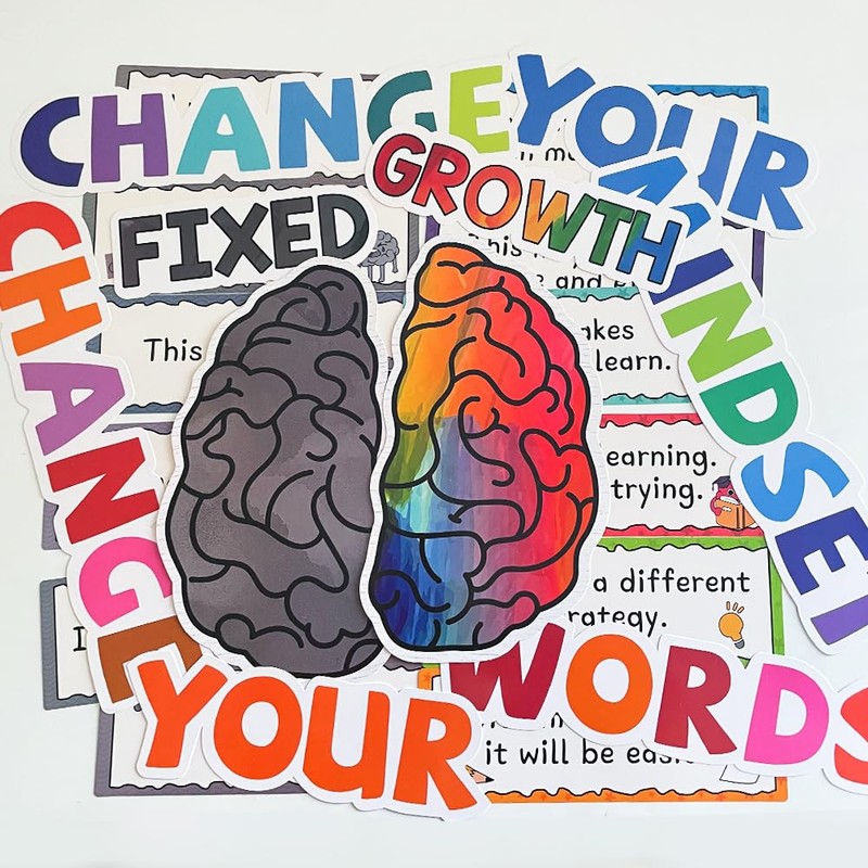 Lachilly 22 Pieces Growth Mindset Classroom Bulletin Board Décor -