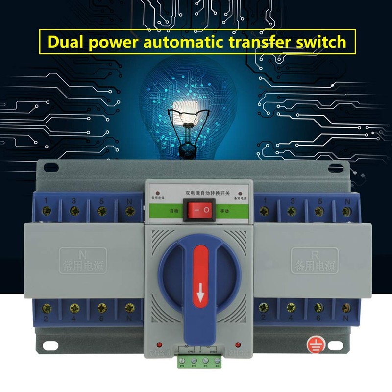 Oumefar Generator Transfer Switch 63A 4 Pole DIN-Rail 220V Automatic