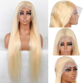 NBRUW 613 13x6 Lace Front Wig Human Hair 200 Density Straight Blonde Lace Front Wigs Human Hair Pre Plucked 24 Inch Blonde Wig Human Hair 613 Blonde Human Hair Wig