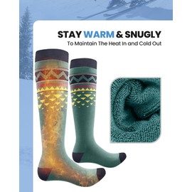 OutdoorMaster Unisex Ski Socks,Skiing and Snowboarding Socks for Men & Women with Over the Calf Design/Non-Slip Cuff