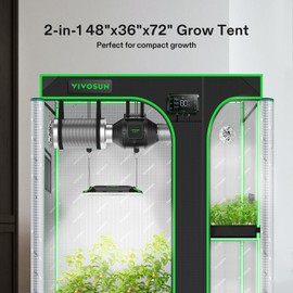 VIVOSUN D436 2-in-1 4x3 Grow Tent, 48"x36"x72" High Reflective Mylar with Multi-Chamber and Floor Tray for Hydroponic Indoor Plant