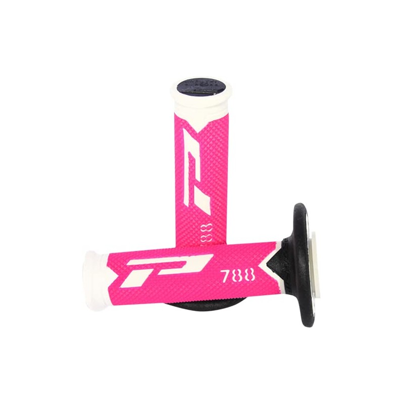 Progrip 788 Pa078800WFXN Progrip Motocross Handlebar Grips-White/Fluorescent Pink/Black