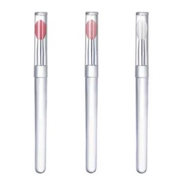 Silicone lip brush, equipped with hygiene protection cover, professional makeup tools, transparent color, pink, red, 3-piece set