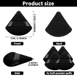 Ondaring 4Pcs Makeup Powder Puff Triangle Velvet Powder Puff with Ribbon Band for Contouring, Under Eyes, Corners, for Loose Powder Body Powder Makeup Tool