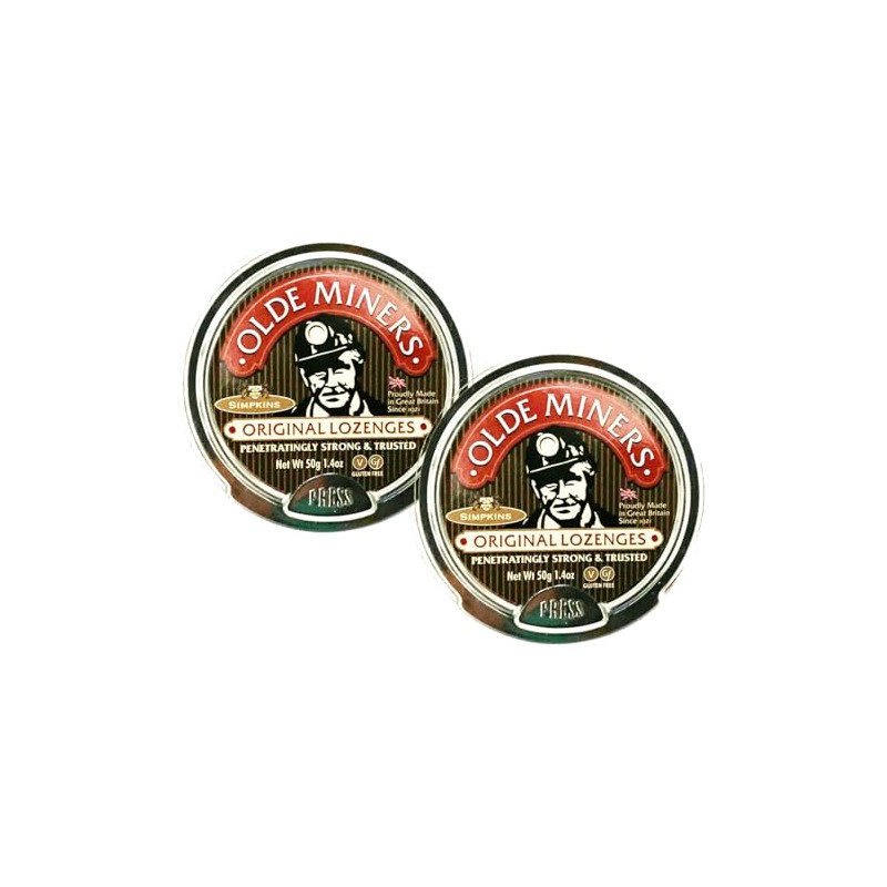 Simpkins Original Olde Miners Lozenges, 50g Tin, Pack of 2