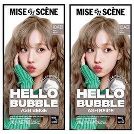 Mise-en-scène Hello Bubble Dye, 10AB Ash Beige, 2 pcs / 미쟝센 헬로 버블 염색제, 10AB애쉬베이지, 2개