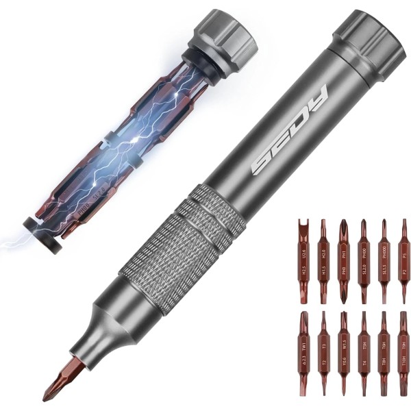 SEDY 24-in-1 Mini Precision Screwdriver Set: Small Magnetic Dark Gray