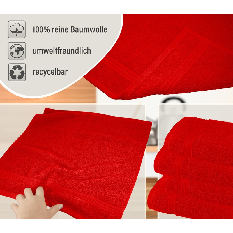 Lashuma Linz Terry Kitchen Towels Red Cotton Tea Towels 50