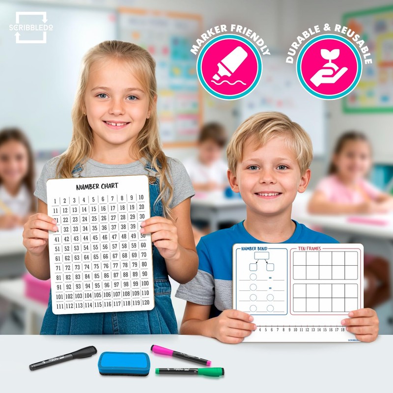 SCRIBBLEDO Number Bond, Ten Frame & Number Line 9x12 Double-Sided