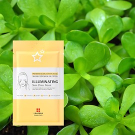 Leaders Insolution | Illuminating Skin Clinic Mask | Omega-3 & Purslane Extract for Radiant Glow | Niacinamide Brightening Treatment | Even Skin Tone | 100% Natural Cotton (10 Sheets)
