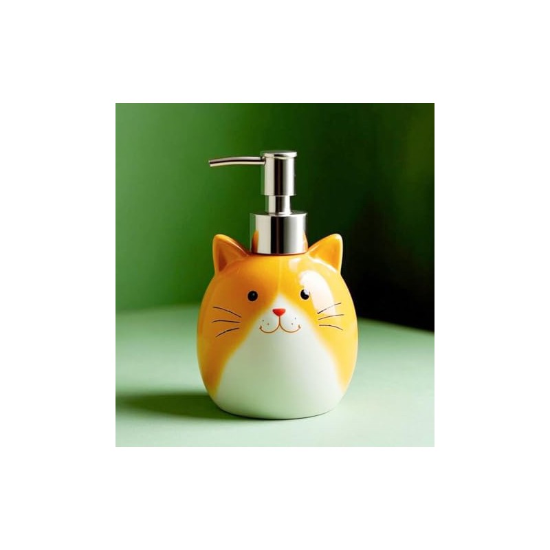 RockTrend Orange Cat Ceramic Soap Bottle Lotion Bottle Soap Dispenser