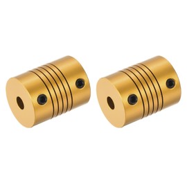 QUARKZMAN 2 pieces 4 mm to 5 mm aluminium alloy shaft coupling L25 x D20 flexible coupler for encoder and motors, golden