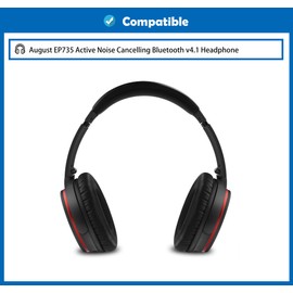 DowiTech Professional Replacement Earpads Cushion Compatible with August EP735 Active Noise Cancelling Bluetooth v4.1 Headphones Ear pads with Skin-Friendly Leather and Memory Foam