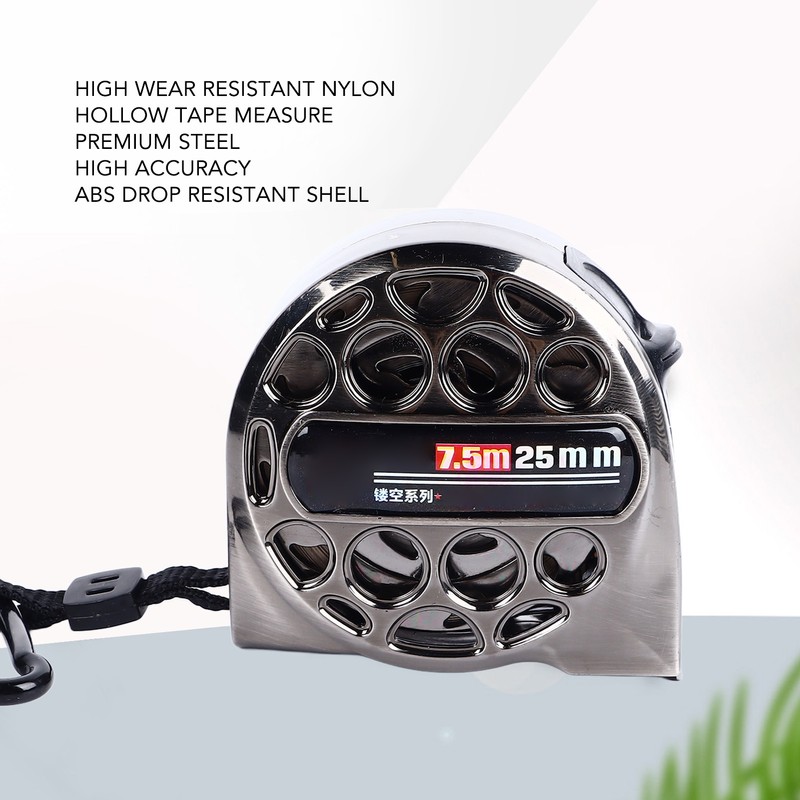 7.5M Nickel Plated Tape Measure Waterproof Rust Resistant Portable Hollow