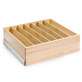 Mulush Pull Out Cabinet Organizer with Divider, 26''W×21''D×7''H Soft Close Wood Drawer for Kitchen Pantry, Finished, Heavy-Duty, Bottom Assembly (Wood Drawer Part Width is 25'')